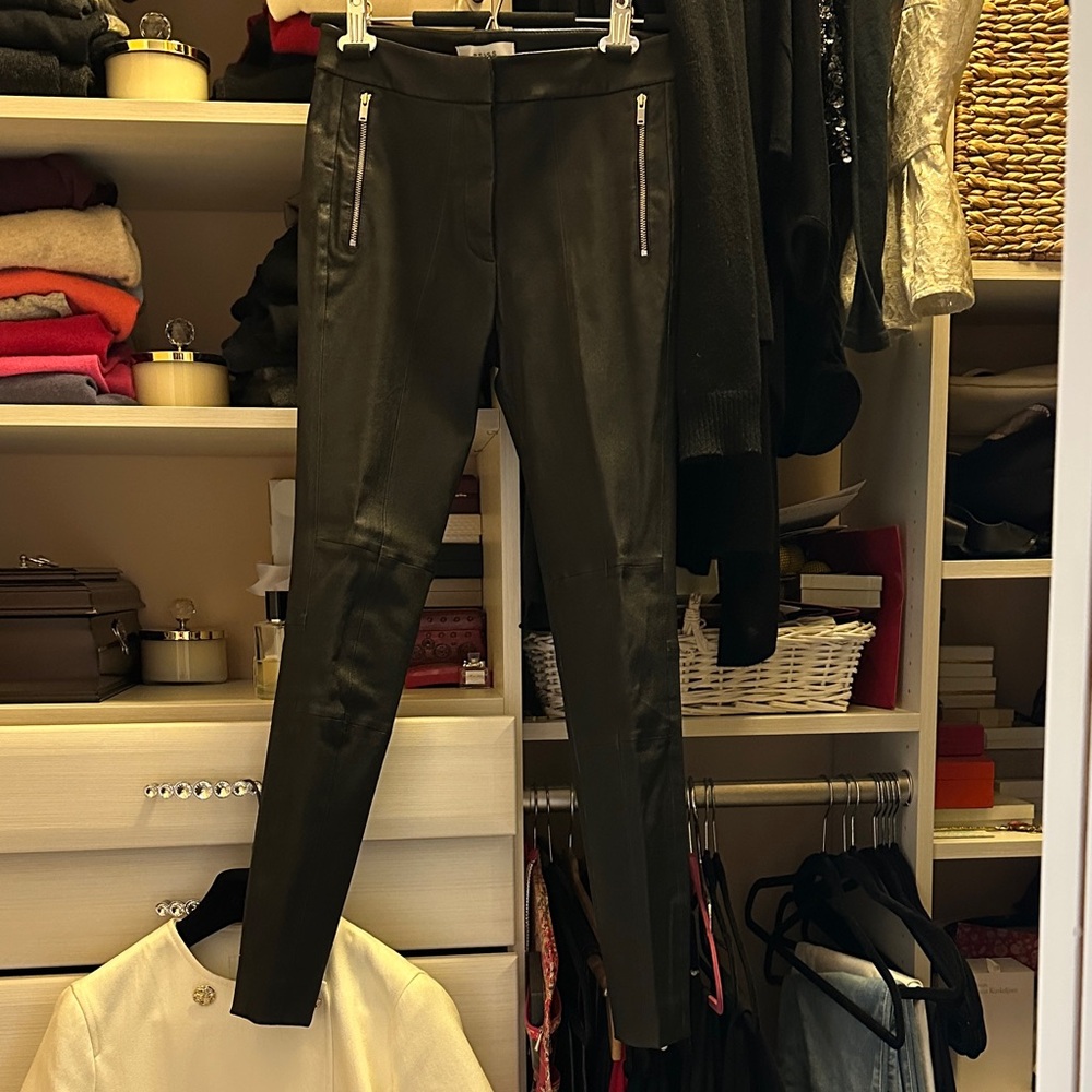 Reiss Black genuine soft leather skinny pants